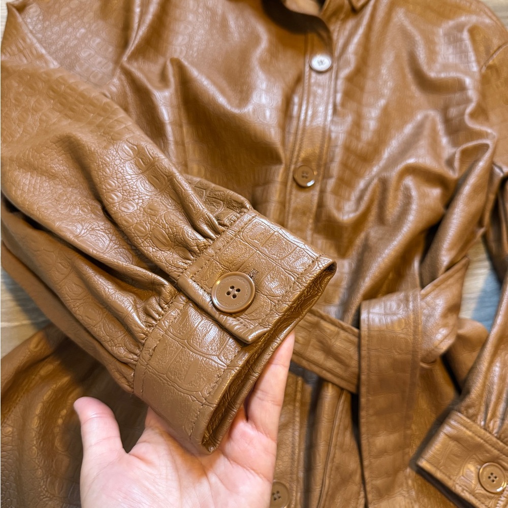 Marc New York Brown Leather Jacket with Belted Waist- Size M - Picture 4 of 13
